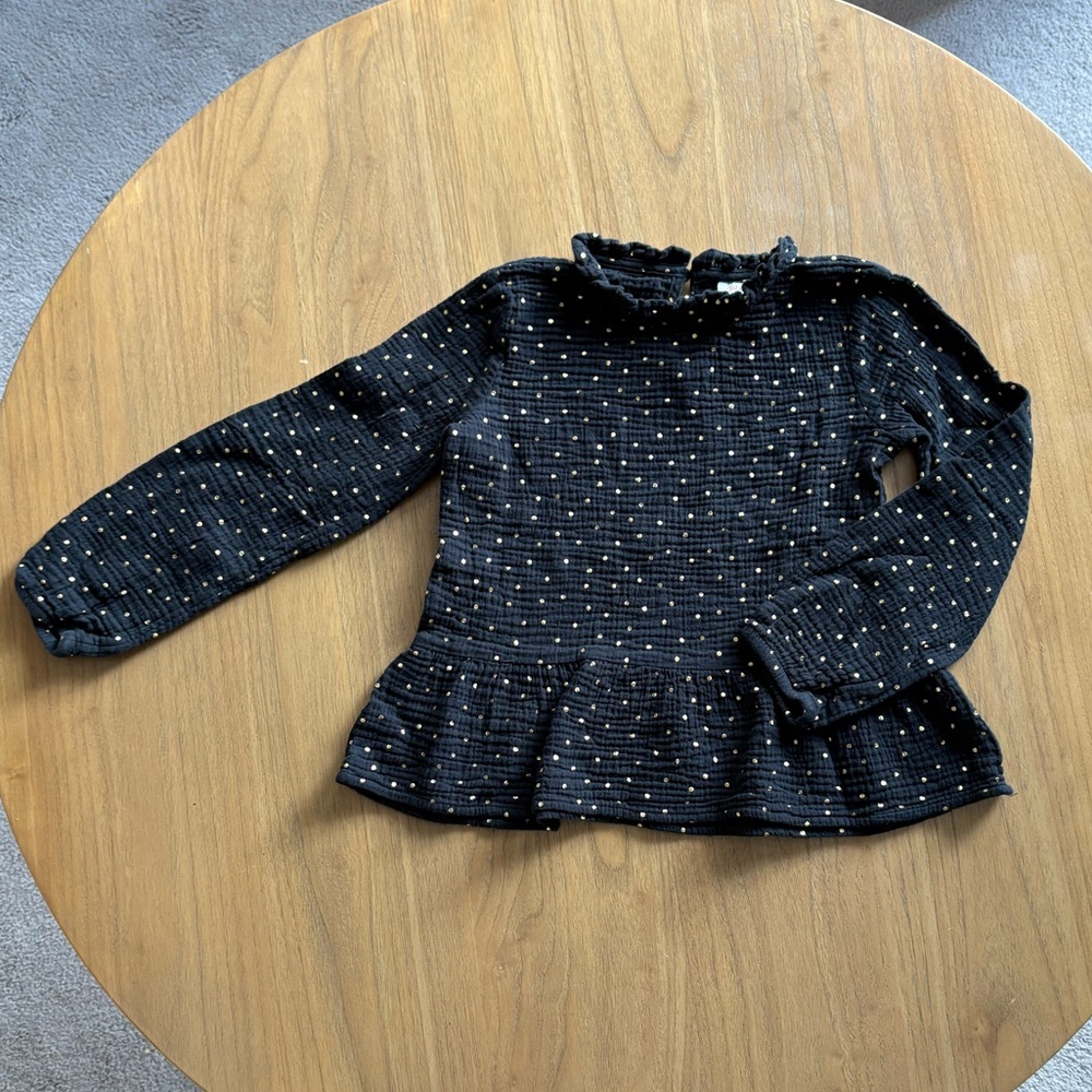 Cat & Jack Gold Polka Dot Long-Sleeve Top